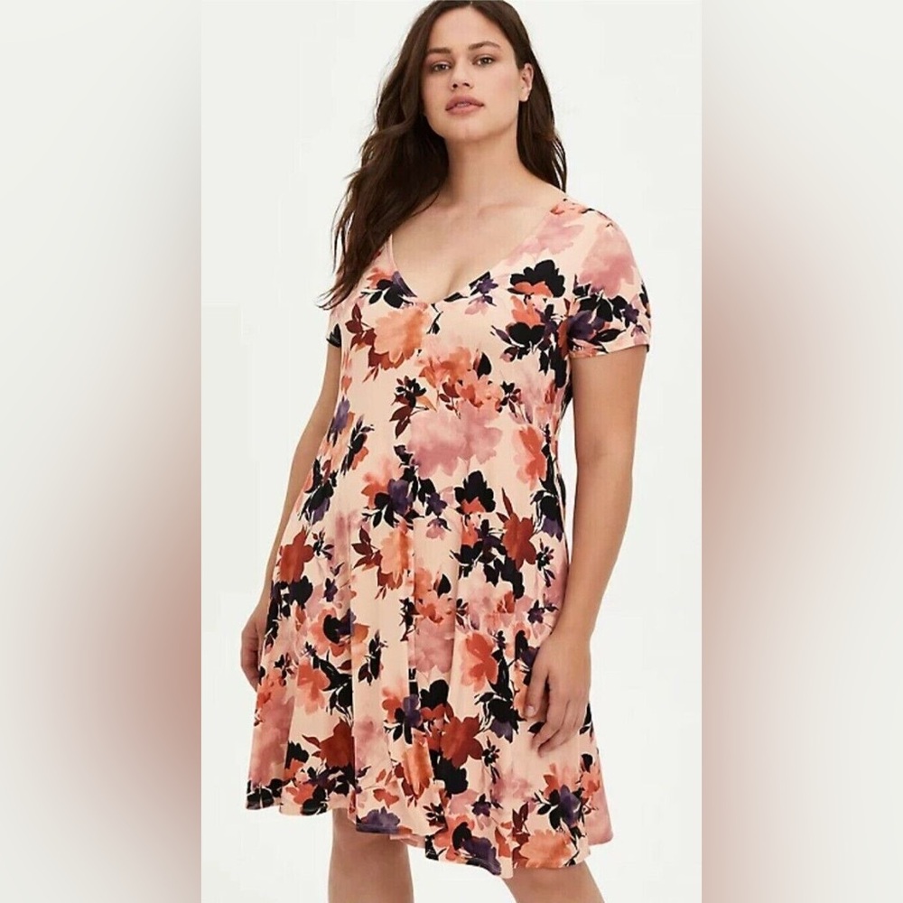 Torrid Blush floral trapeze dress